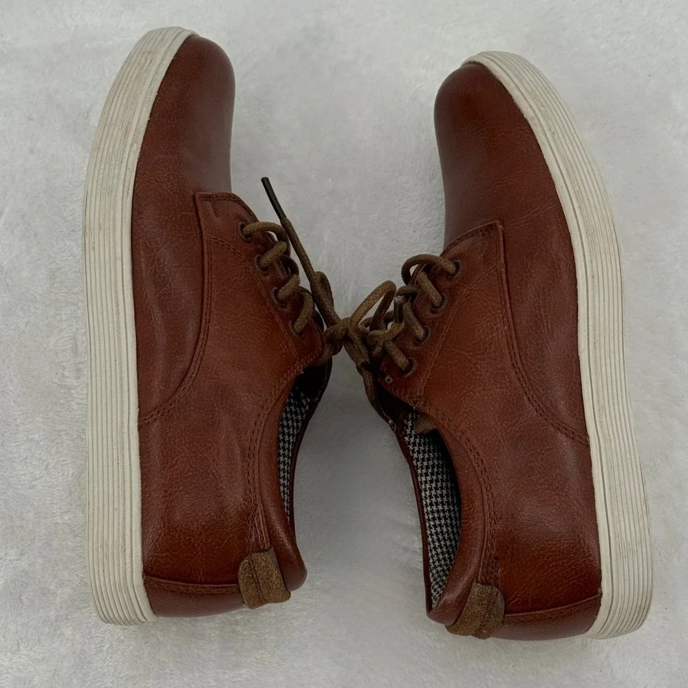 Ashford Hayes Lounge Boys Brown Faux Leather Oxford Tie Dress Shoes Youth Size 1